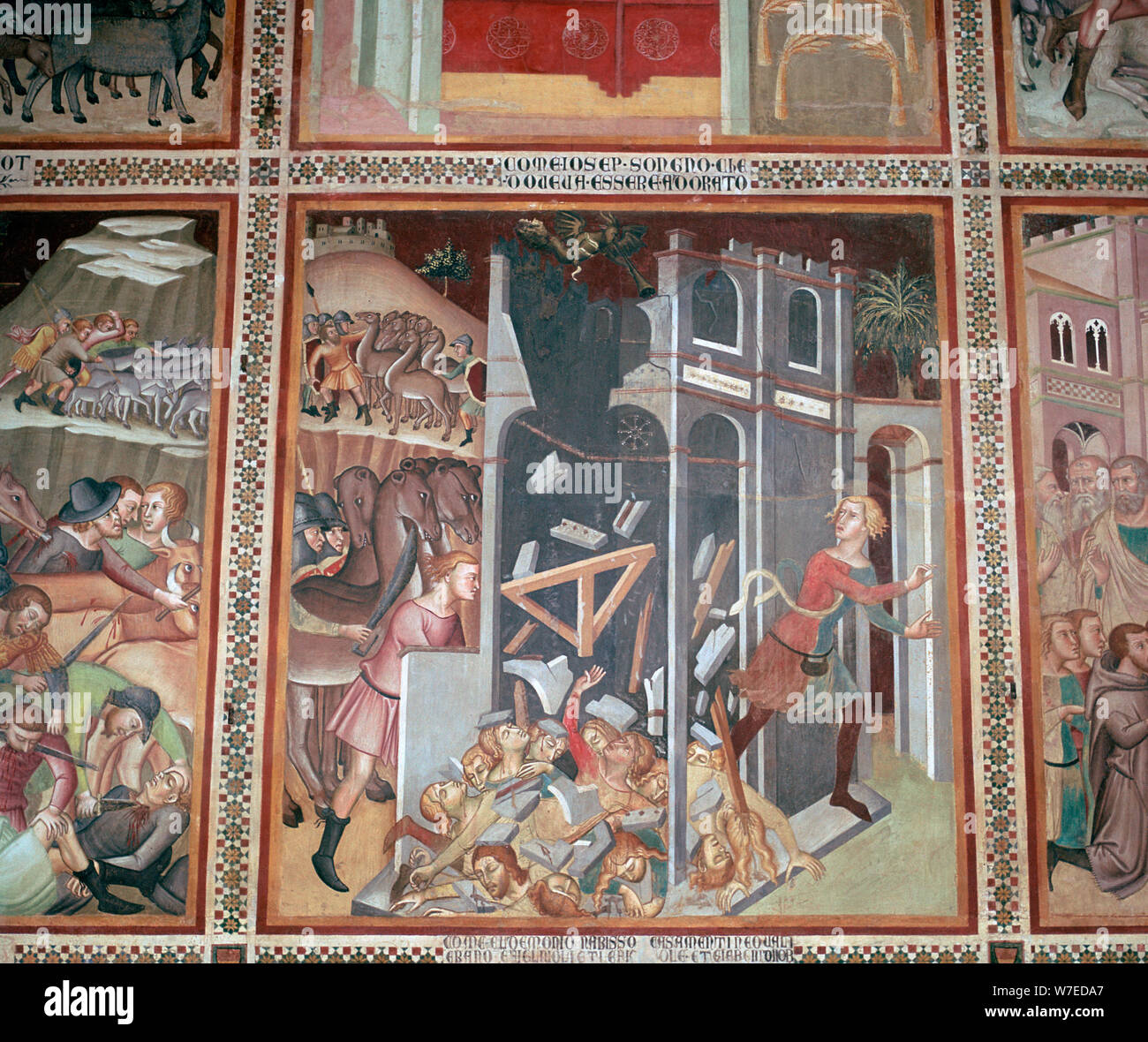 Fresque de la destruction de Jéricho, 14e siècle. Artiste : Inconnu Banque D'Images