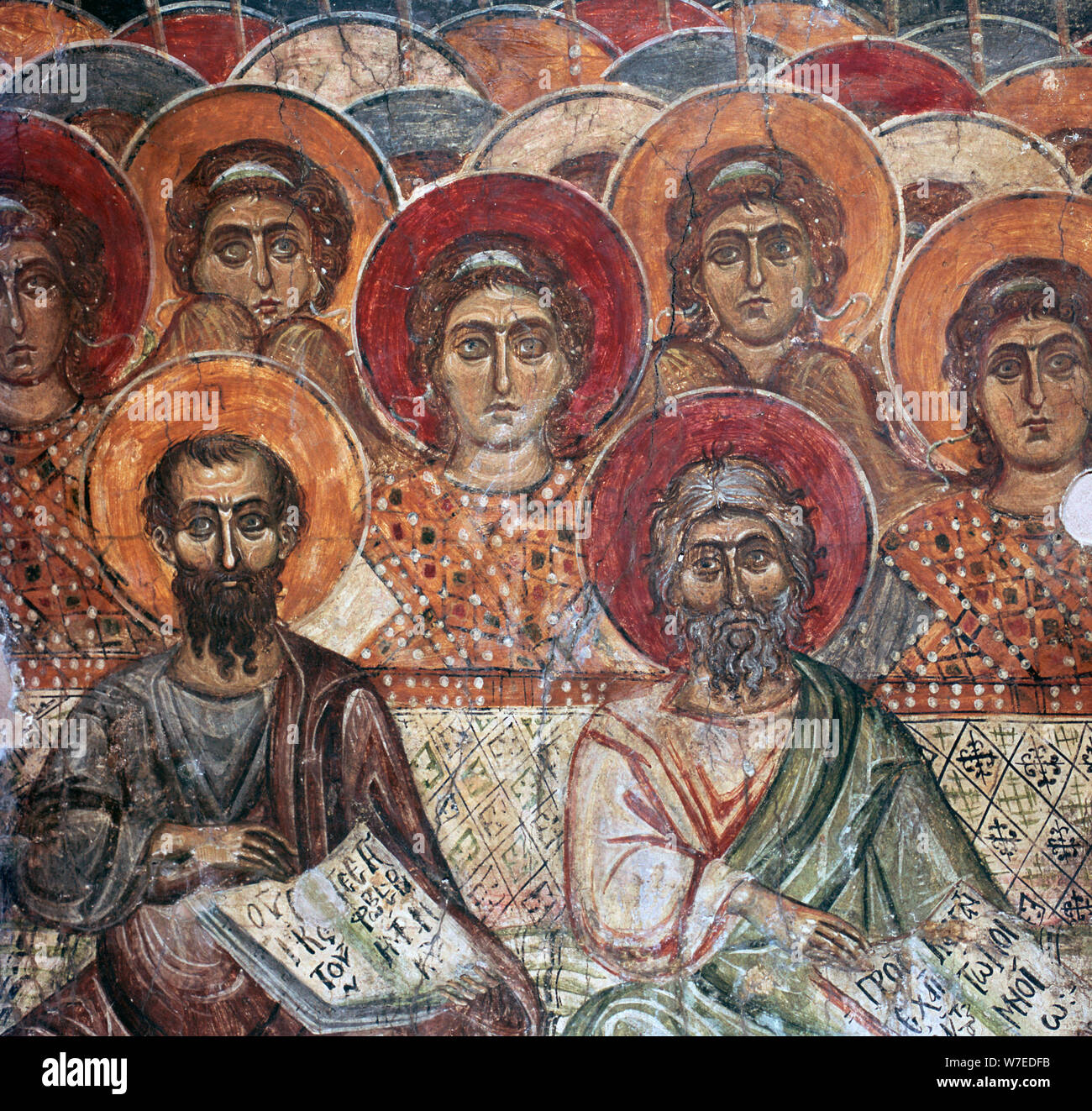 Détail d'une fresque de saints au Paradis, 13e siècle. Artiste : Inconnu Banque D'Images