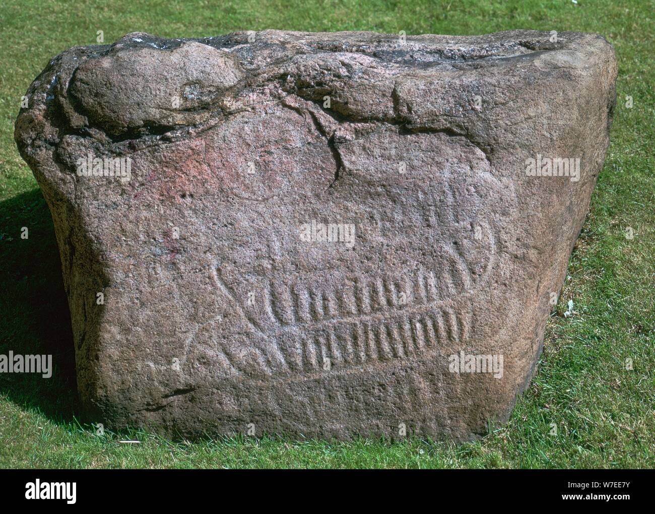 Pierre décorée, à l'âge du Bronze. Artiste : Inconnu Banque D'Images