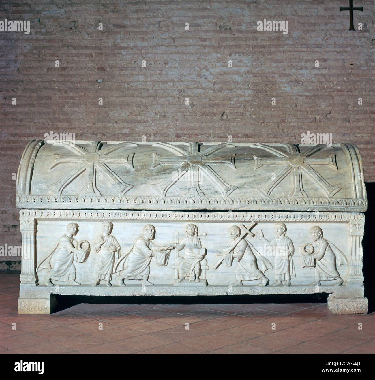 Début Christian sarcophage, 5e siècle. Artiste : Inconnu Banque D'Images