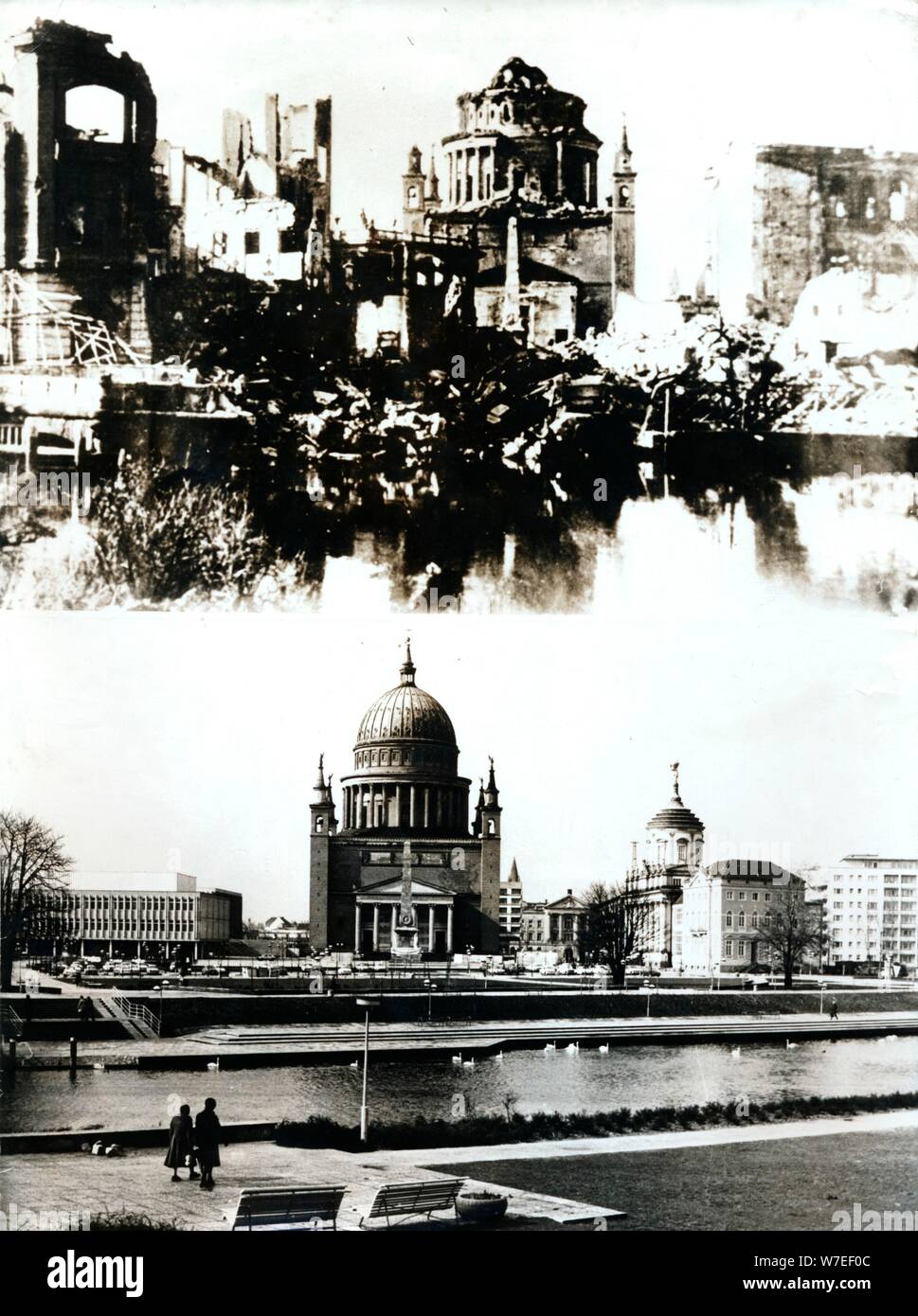 L'avant et après, Potsdam, Allemagne, la seconde guerre mondiale, c1939-c1945. Artiste : Inconnu Banque D'Images