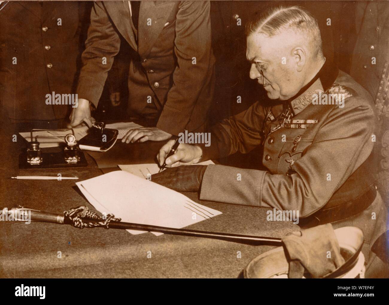Reddition sans condition des forces armées allemandes, Reims, France, la seconde guerre mondiale, le 7 mai 1945. Artiste : Inconnu Banque D'Images