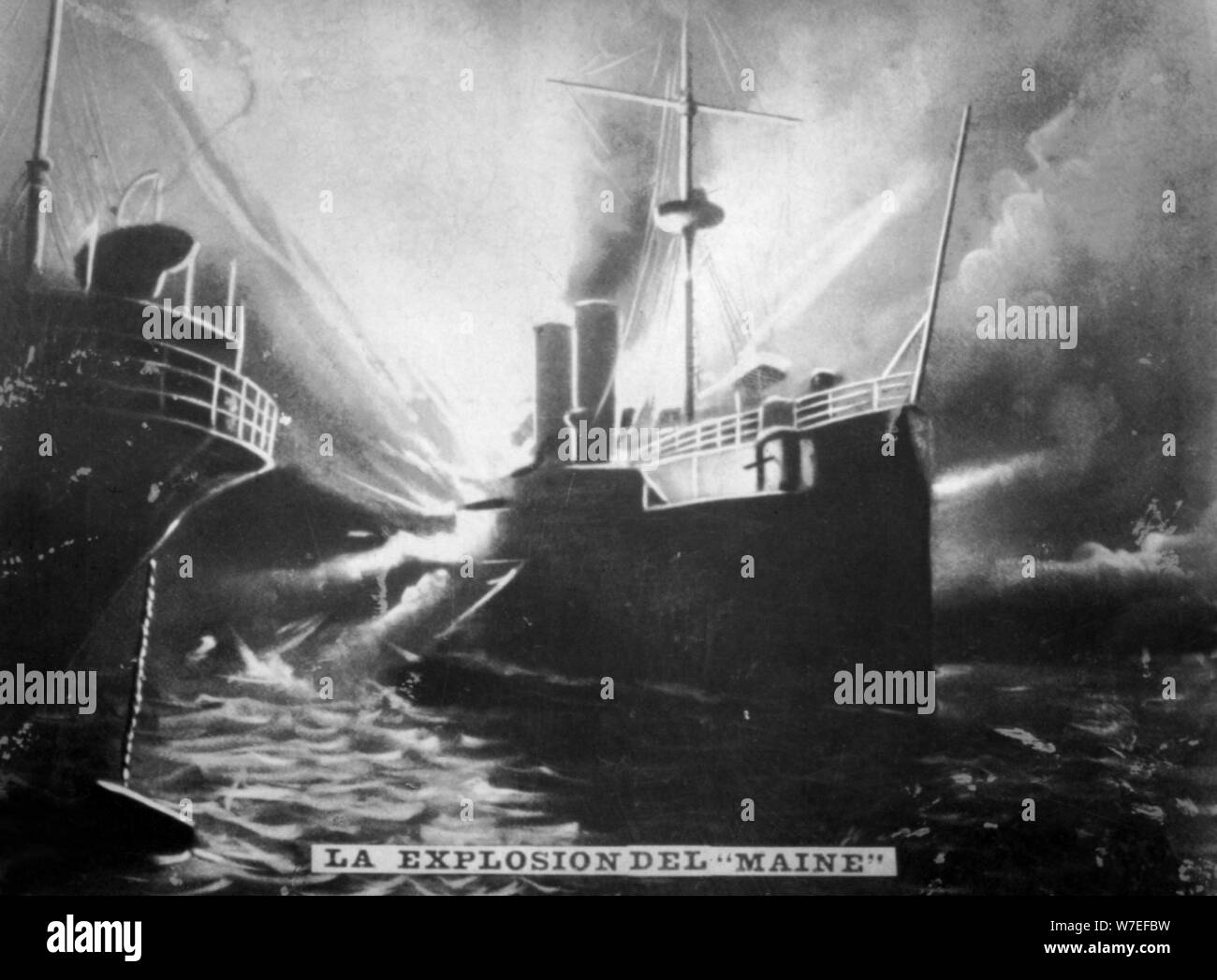 Explosion sur la SS, Maine, 1898 (c1910). Artiste : Inconnu Banque D'Images