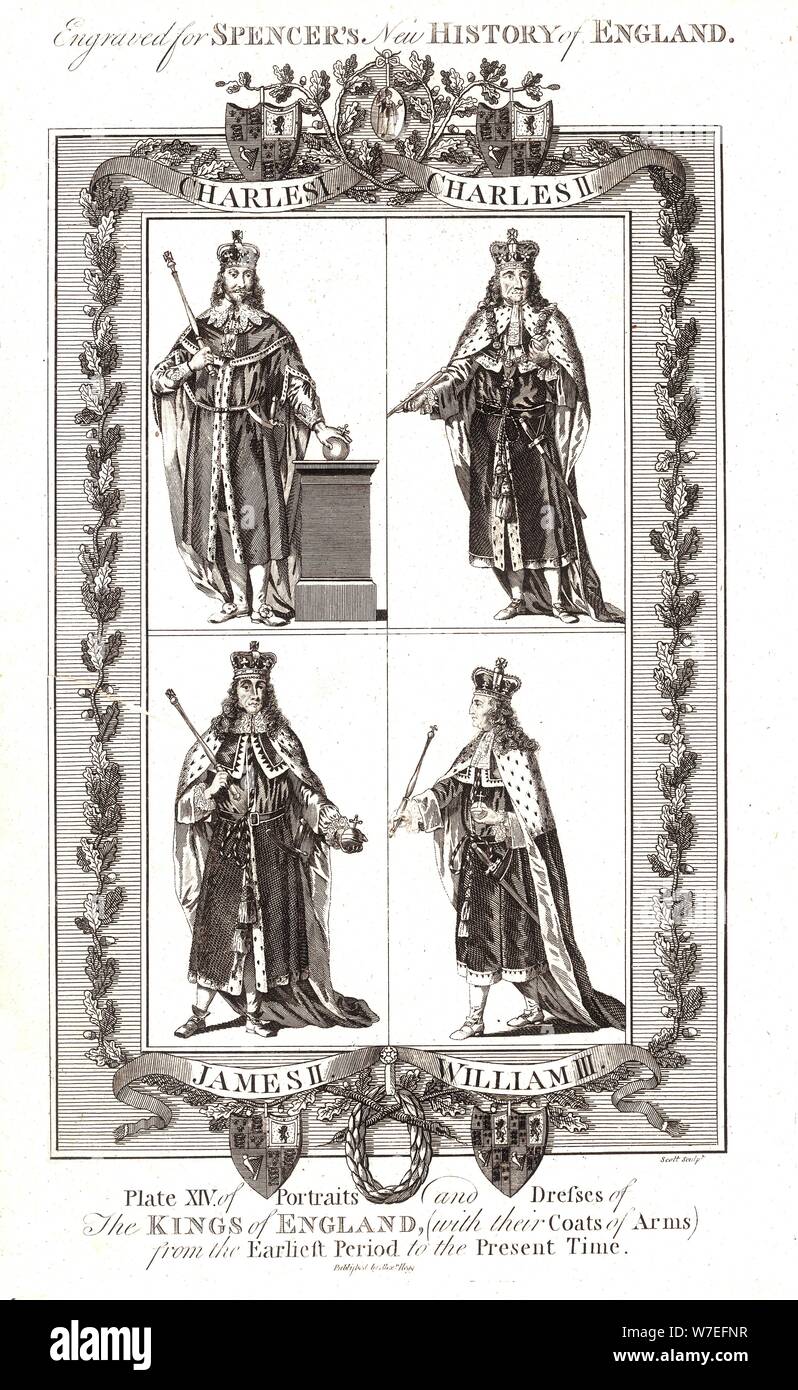 Rois Anglais de blasons, 18e siècle. Artiste : Inconnu Banque D'Images