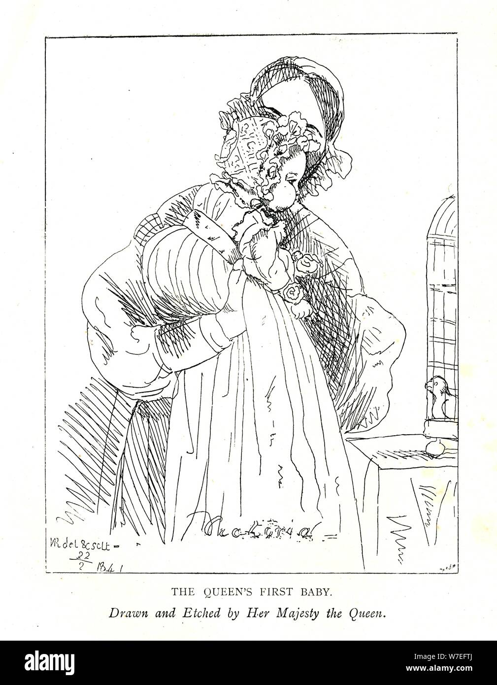 Photo la plus ancienne connue de la première fille de Victoria, puis la princesse royale, l'âge de 3 mois, avec son Artiste : la reine Victoria Banque D'Images