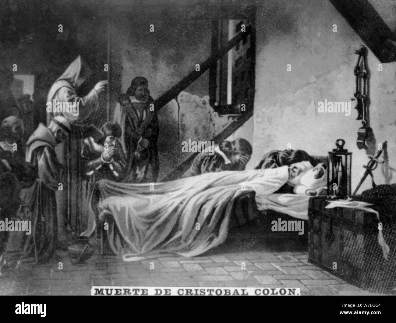 Mort de Christophe Colomb, (16e siècle), 1920. Artiste : Inconnu Banque D'Images