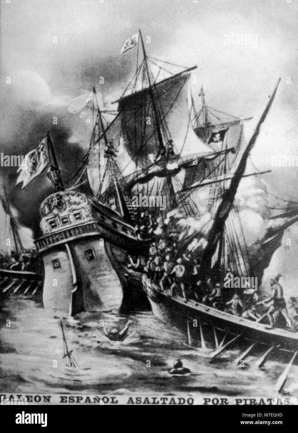 Agressés par les galions espagnols, (17ème siècle ), 1920. Artiste : Inconnu. Banque D'Images