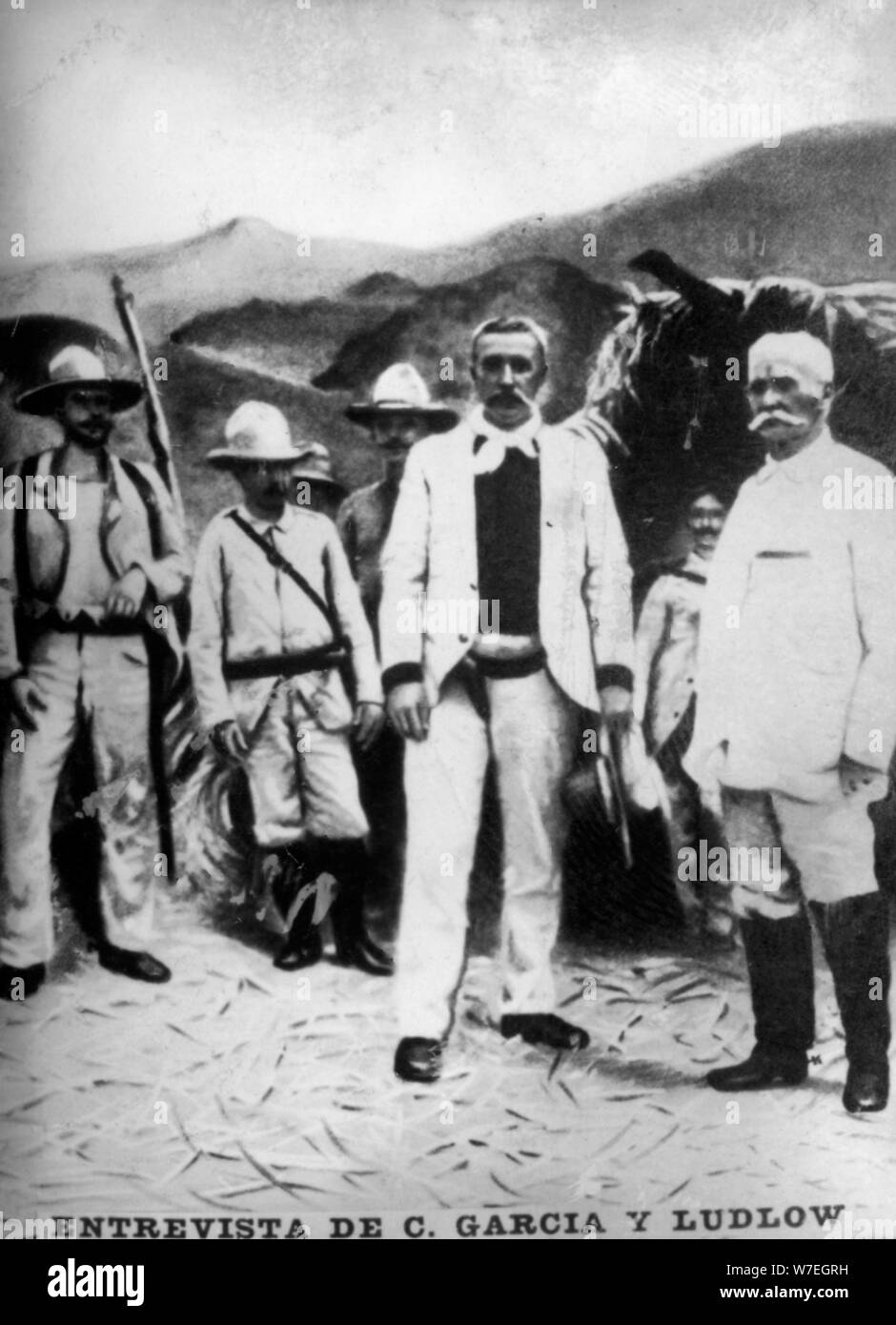 Réunion du Brigadier Général Garcia avec Ludlow, (1898), années 1920. Artiste : Inconnu Banque D'Images