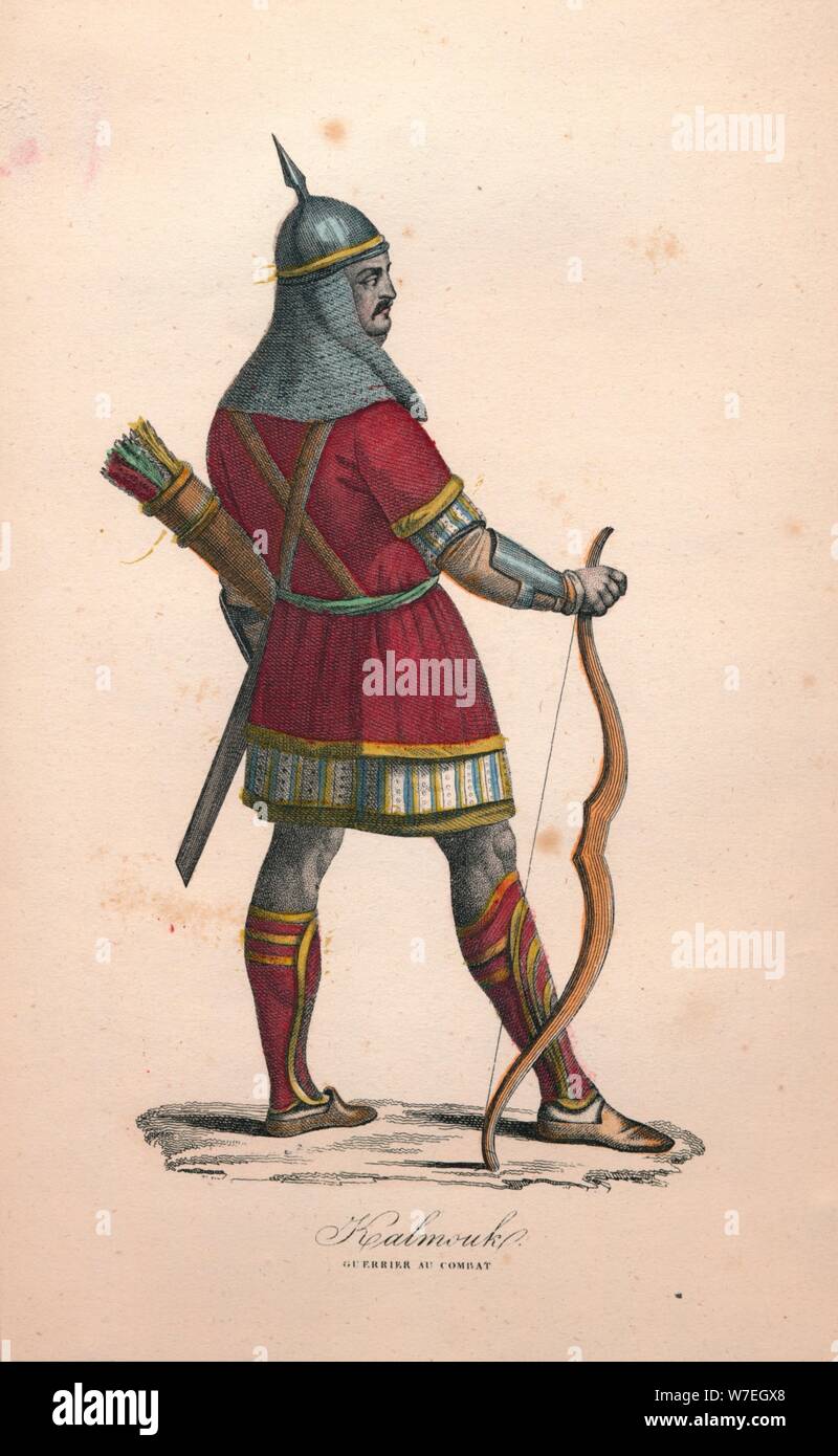 Un Kalmouk guerrier au combat, 1900. Artiste : Inconnu Banque D'Images