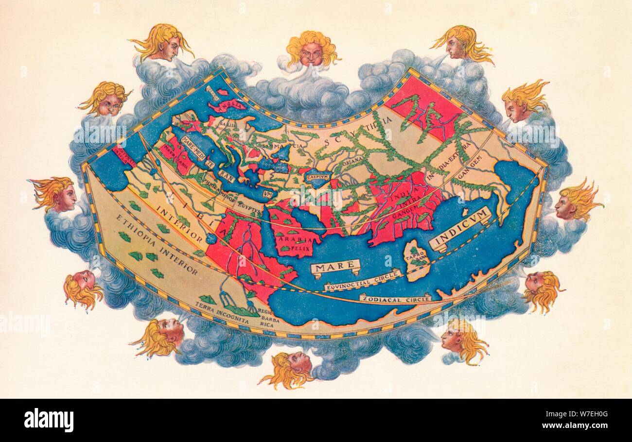 Ptolemy's carte du monde cA.D 150. (1912) Artiste : Claude Ptolémée. Banque D'Images