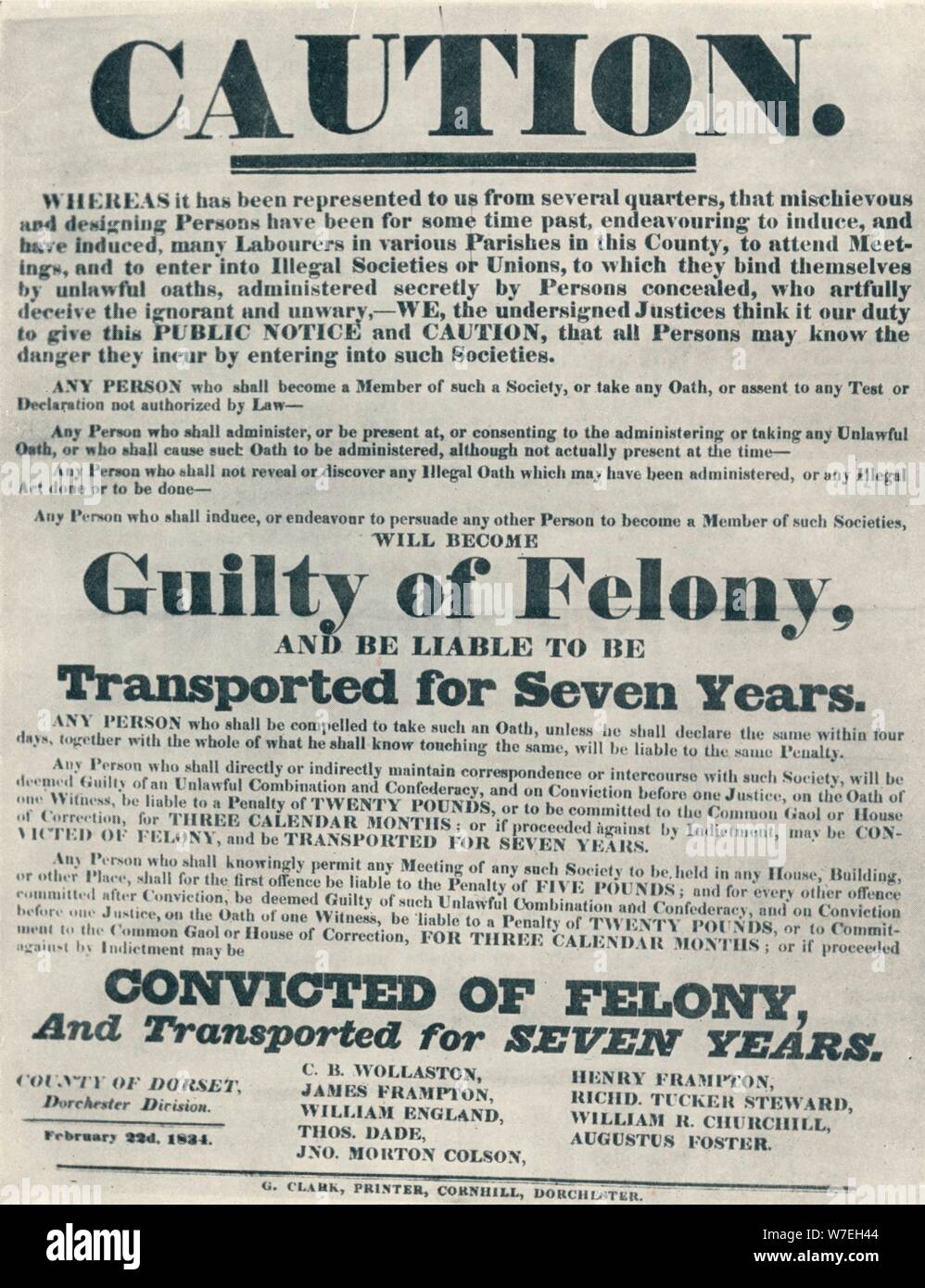 Avertissement Les affiches les auteurs de serments illégales ont été susceptible d'expulsion", (1834), 1934.. Artiste : Inconnu Banque D'Images