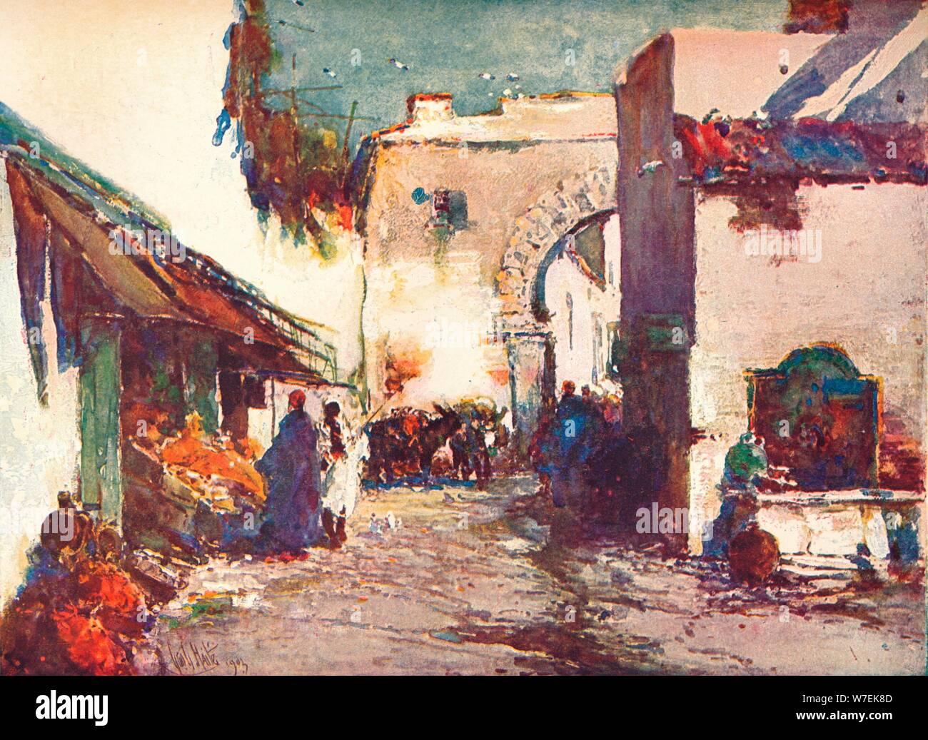 "Dans la rue (une scène à Tanger)', c1903 (1903-1904). Artiste : George Charles Haite. Banque D'Images