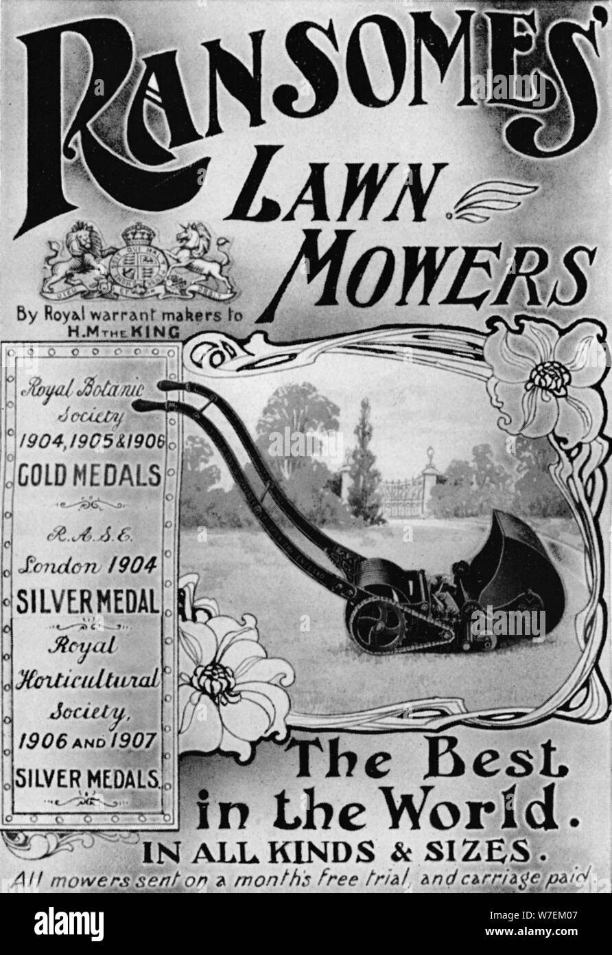 Des tondeuses Ransomes 'publicité', 1908. Artiste : Inconnu. Banque D'Images