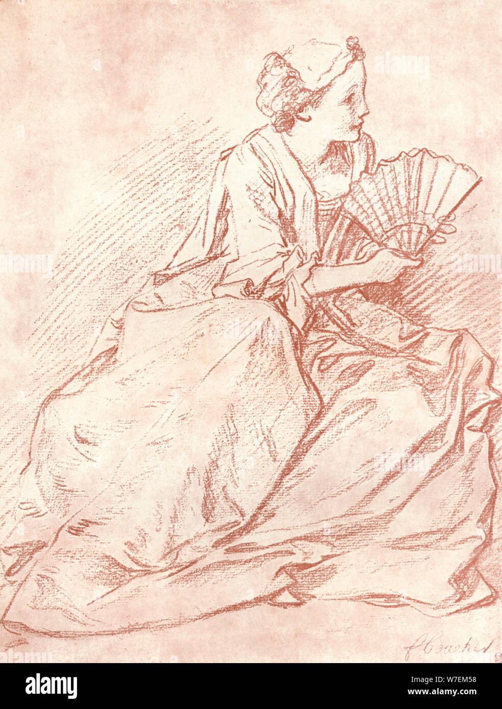 "La dame à la Fan', 18e siècle. Artiste : Francois Boucher. Banque D'Images