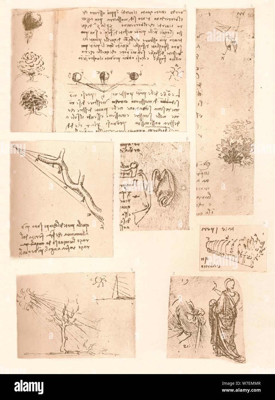 Cinq dessins illustrant les éléments de la peinture de paysages, c1472-c1519 (1883). Artiste : Leonardo da Vinci. Banque D'Images