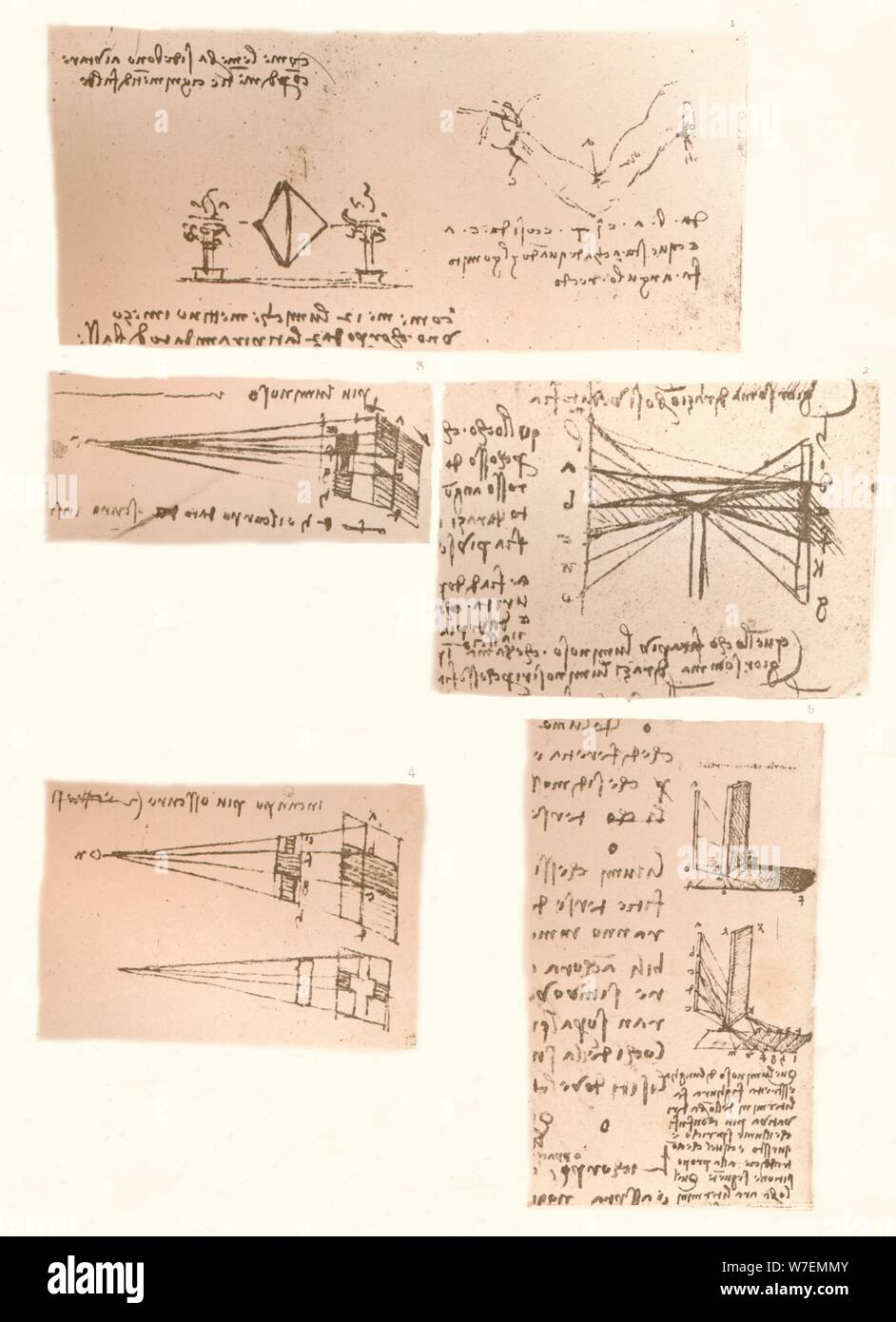 Cinq dessins illustrant la théorie de la peinture, c1472-c1519 (1883). Artiste : Leonardo da Vinci. Banque D'Images