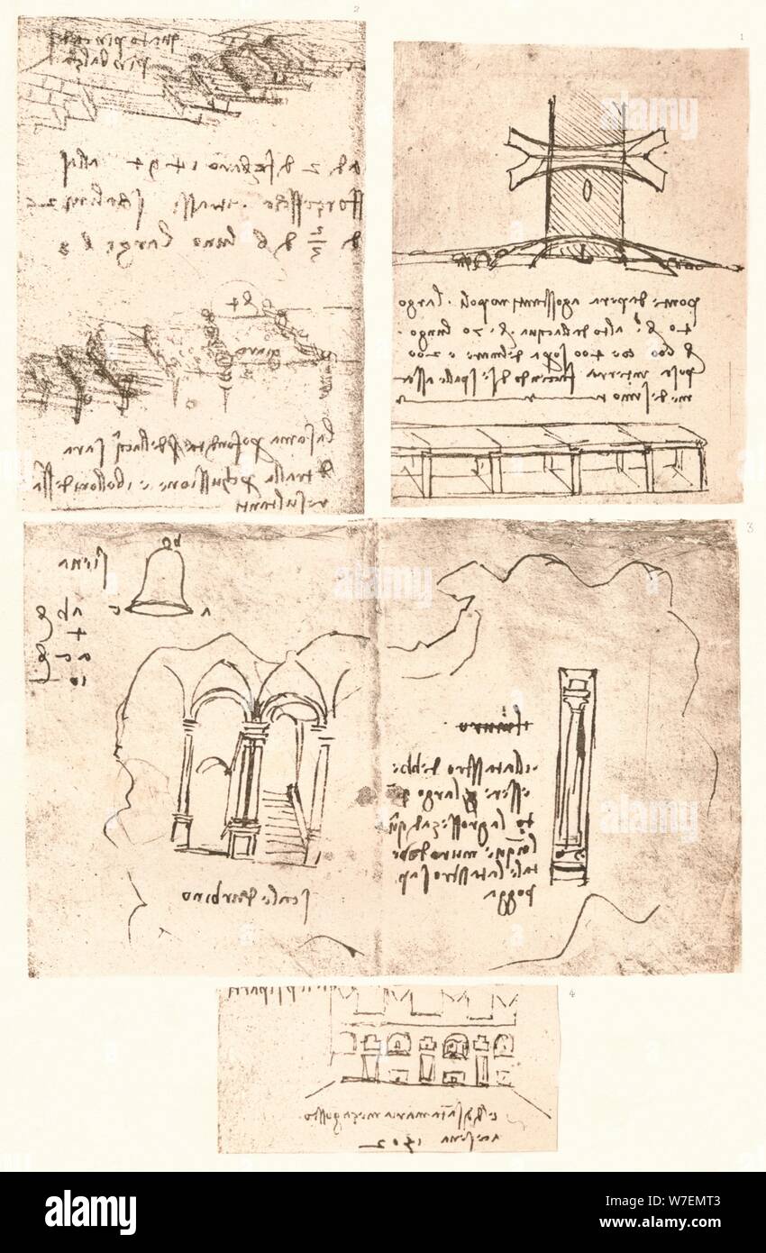 Quatre dessins topographiques, c1472-c1519 (1883). Artiste : Leonardo da Vinci. Banque D'Images