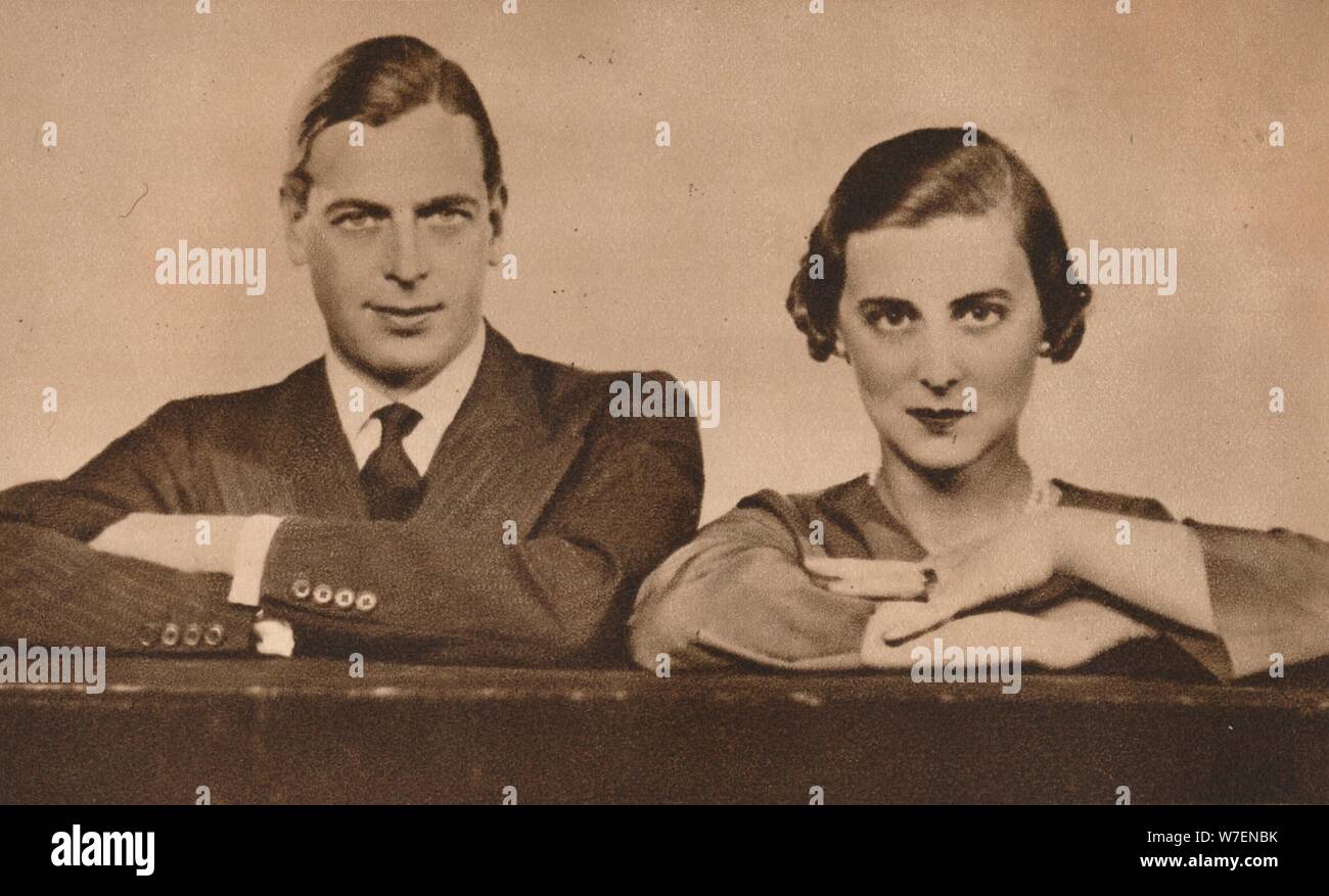 Prince George et de la princesse Marina, qui se sont fiancés le 28 août, 1934 (1935). Artiste : Inconnu. Banque D'Images