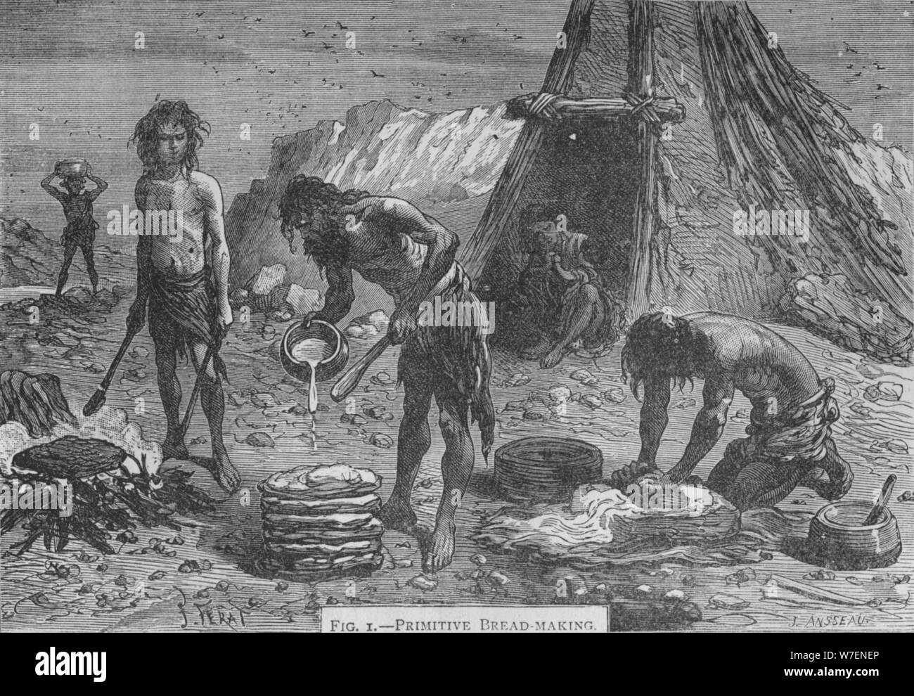 Panification primitif, 1894. Artiste : Inconnu. Banque D'Images