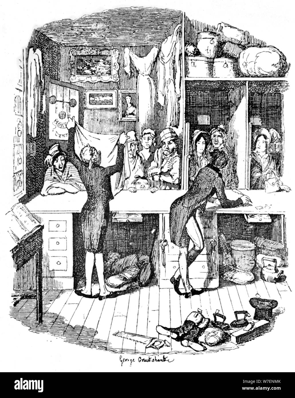 "Le prêteur sur gage's Shop', c1900. Artiste : George Cruikshank. Banque D'Images