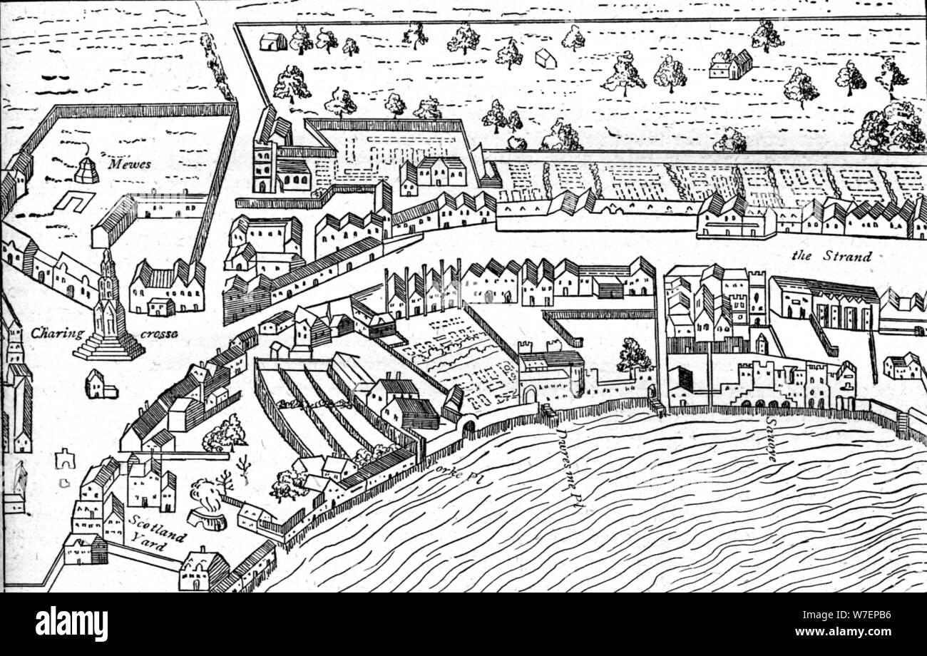 Le Strand, 1560 (1897). Artiste : Ralph Aggas. Banque D'Images