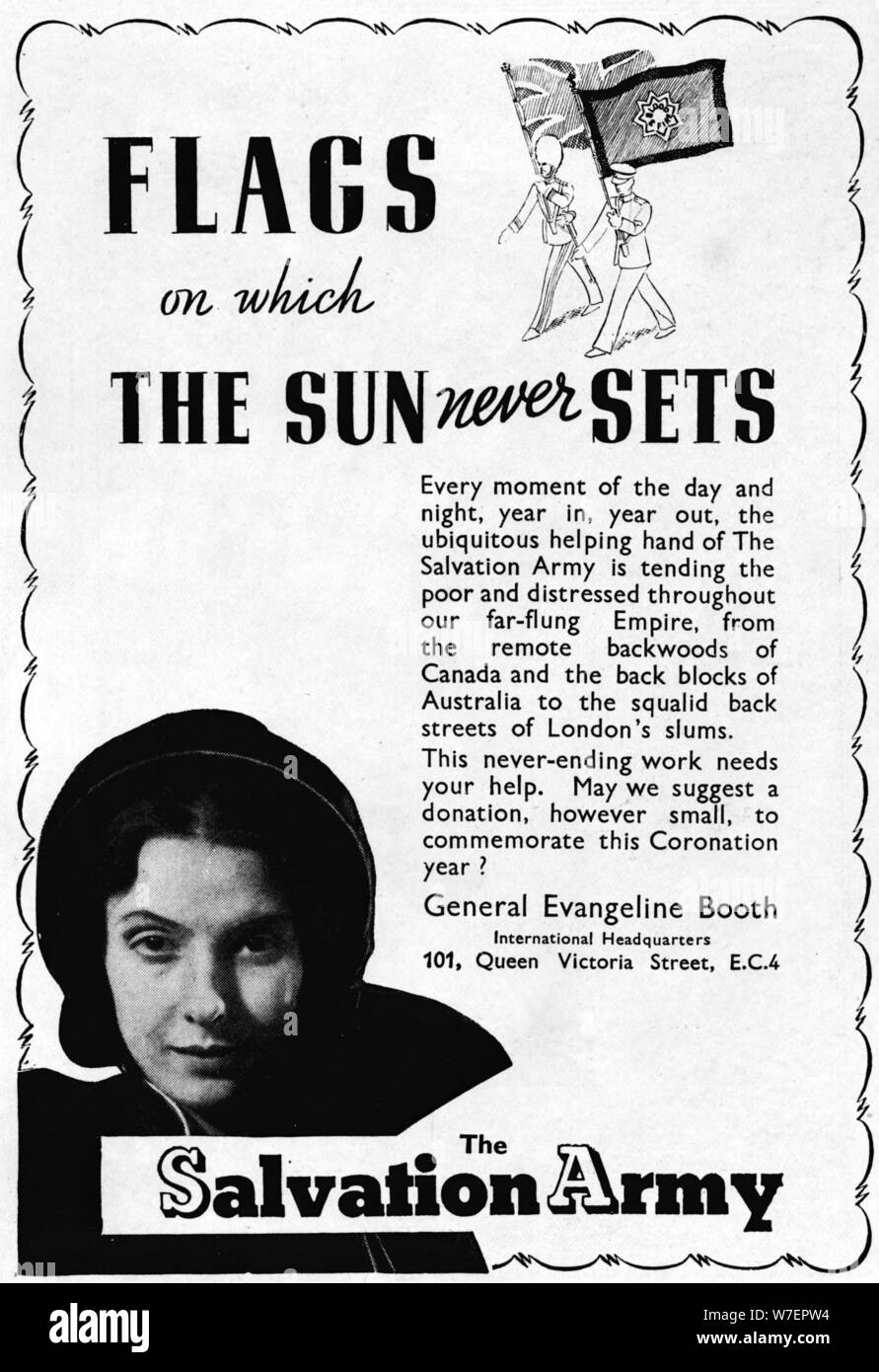 'L'Armée du Salut - Les drapeaux sur lequel le soleil ne se couche jamais', 1937. Artiste : Inconnu. Banque D'Images