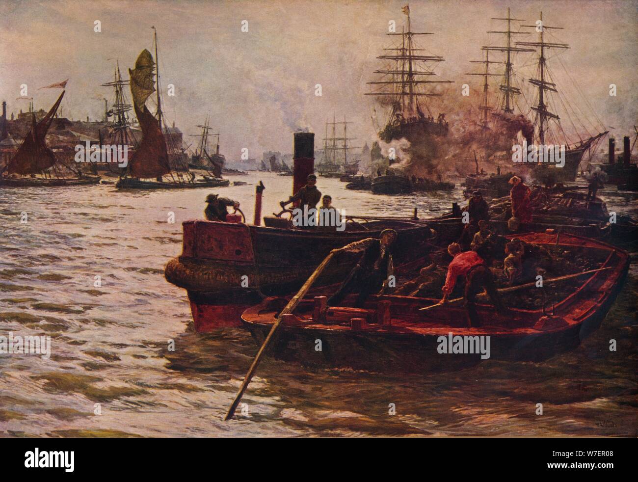 'Travail dur, Glitter, Glime et de richesse", 1883 (1935). Artiste : William Lionel Wyllie. Banque D'Images
