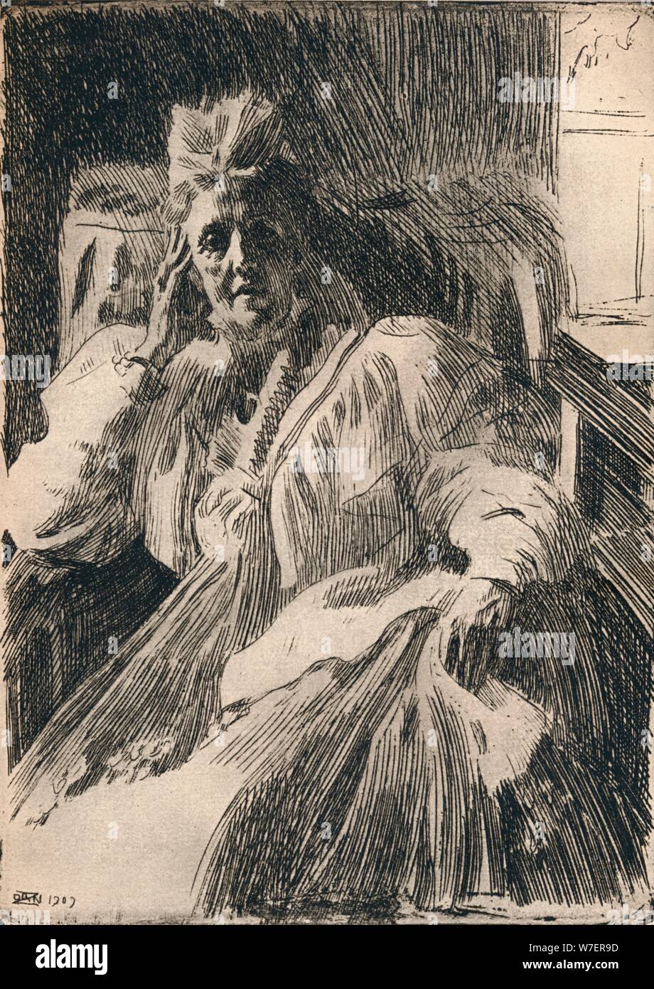 Une gravure du Dowagger reine de Suède, c1909. Artiste : Anders Leonard Zorn. Banque D'Images