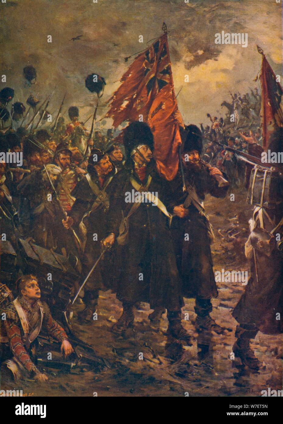 'Sauver les couleurs : les gardes à la bataille d'Inkerman, 1854' (1909). Artiste : Robert Gibb. Banque D'Images