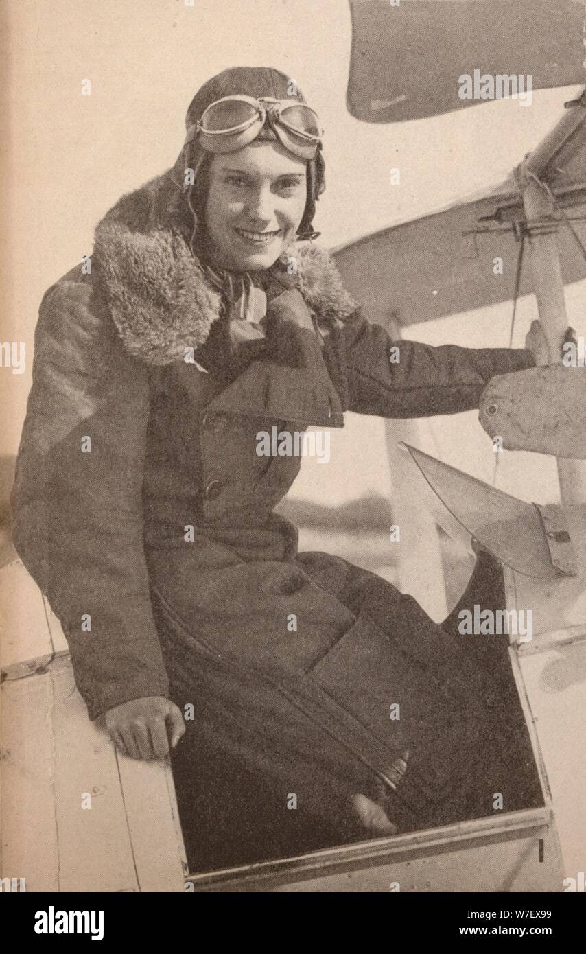 'Miss Jean Batten, de la Nouvelle-Zélande, qui, en mai 1934, l'avion de l'Angleterre à l'Australie, brisant Mme M Artiste : Inconnu. Banque D'Images