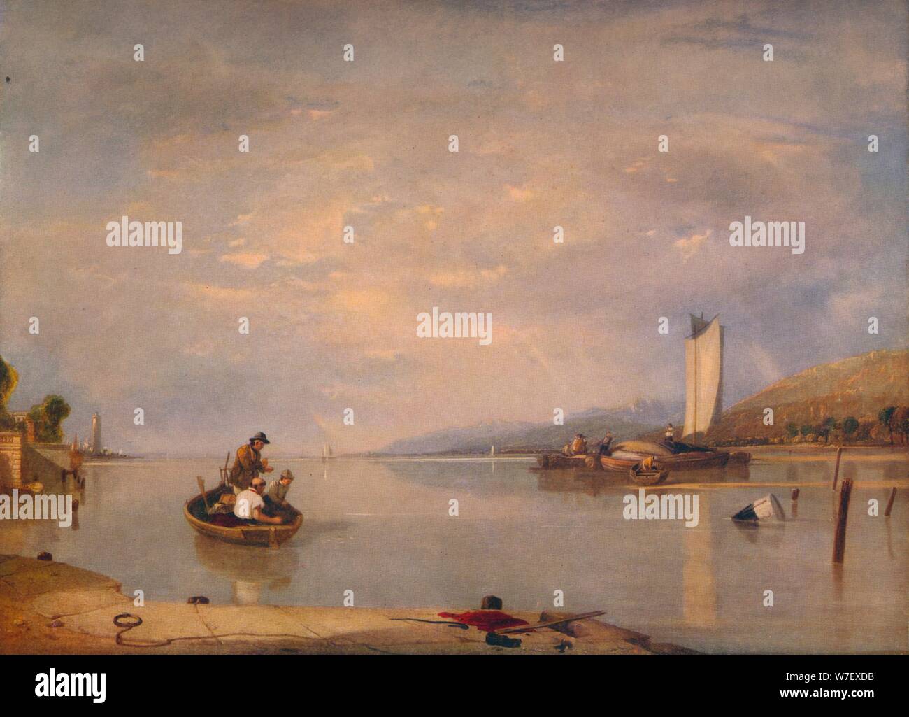 'Dead Calm, des bateaux au large de Cowes Castle', c1841. Artiste : Augustus Wall Callcott. Banque D'Images