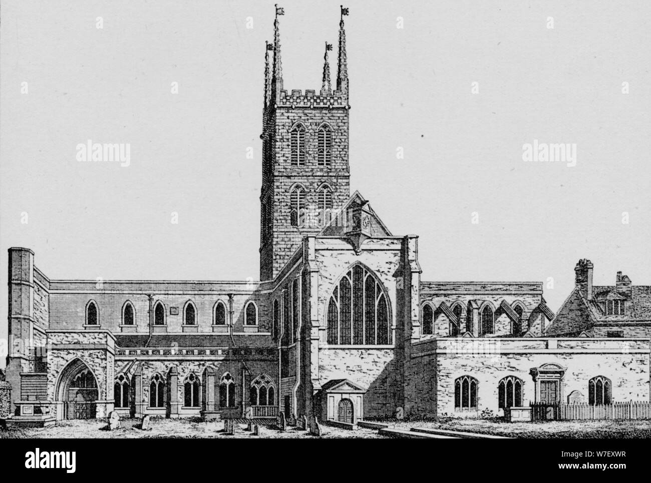 "Le côté sud de St Saviour's, Southwark, montrant l'ancienne nef', c1825, (1912). Artiste : Inconnu. Banque D'Images