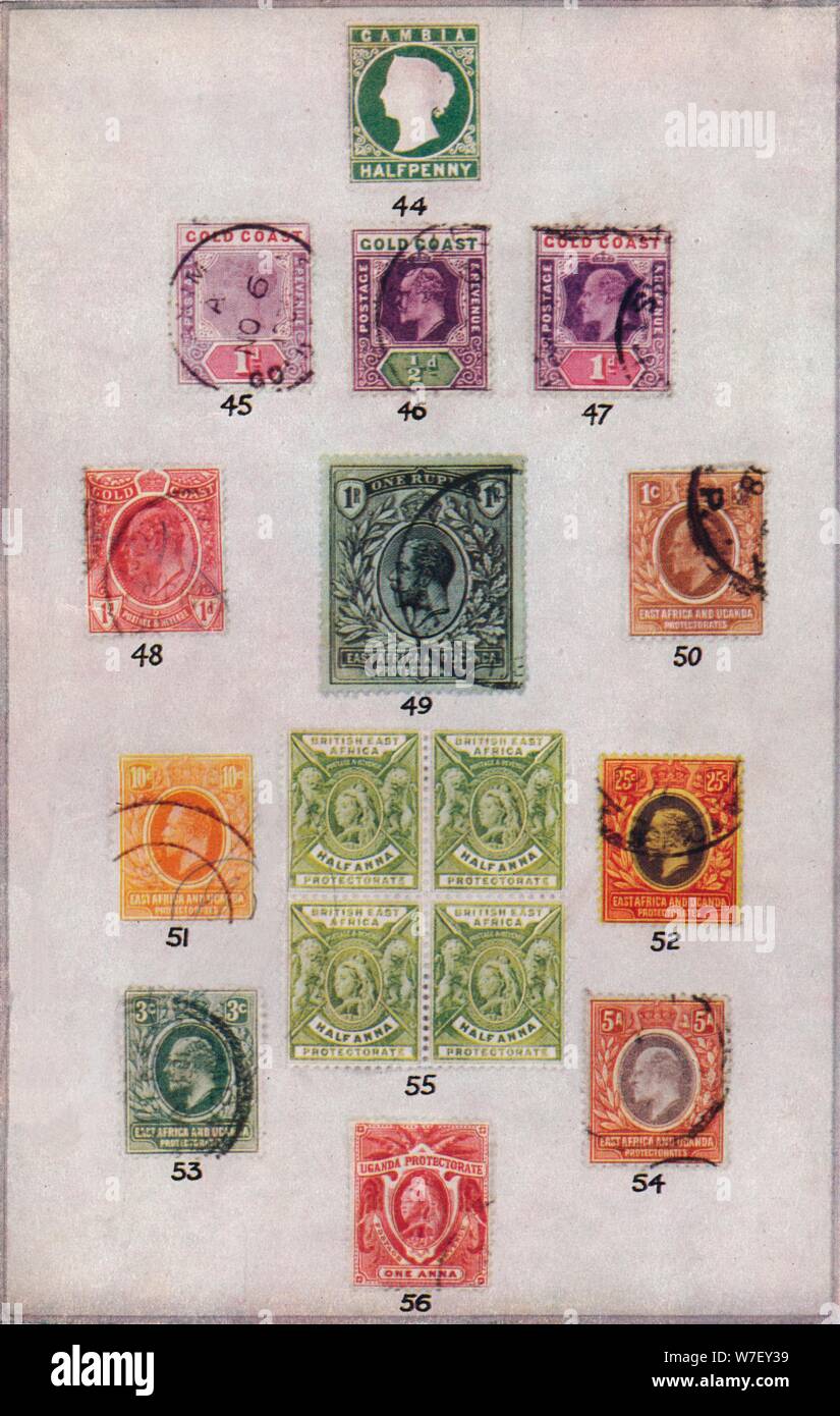 Timbres de l'Afrique 'Divers nos 44-56', c1943, (1944). Artiste : Inconnu. Banque D'Images