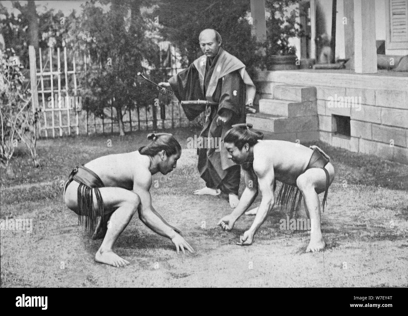 'Lutteurs japonais prêt pour un rendez-vous', c1902, (1903). Artiste : Inconnu. Banque D'Images