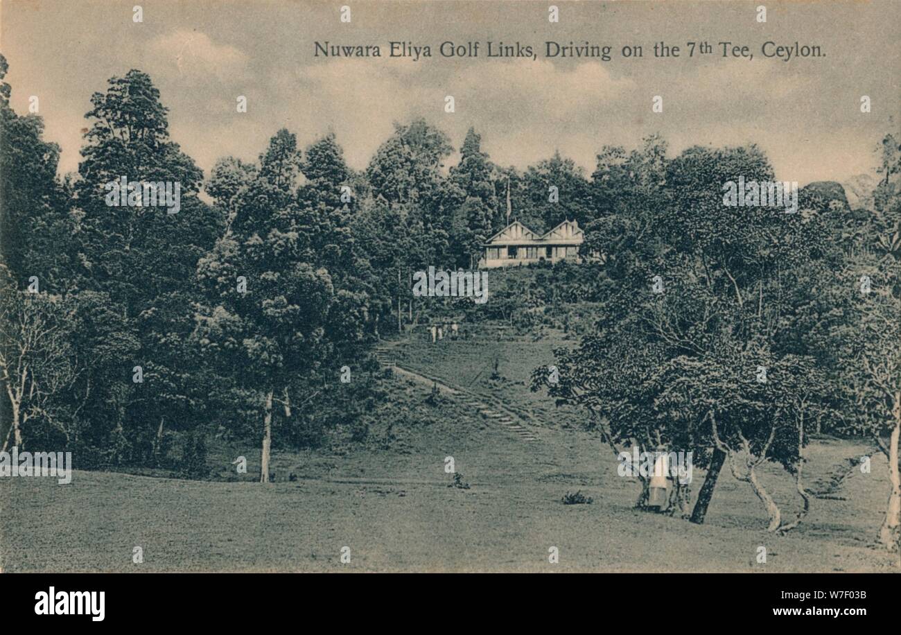 'Nuwara Eliya Golf Links, roulant sur le 7ème tee, Ceylon", c1900. Artiste : Inconnu. Banque D'Images
