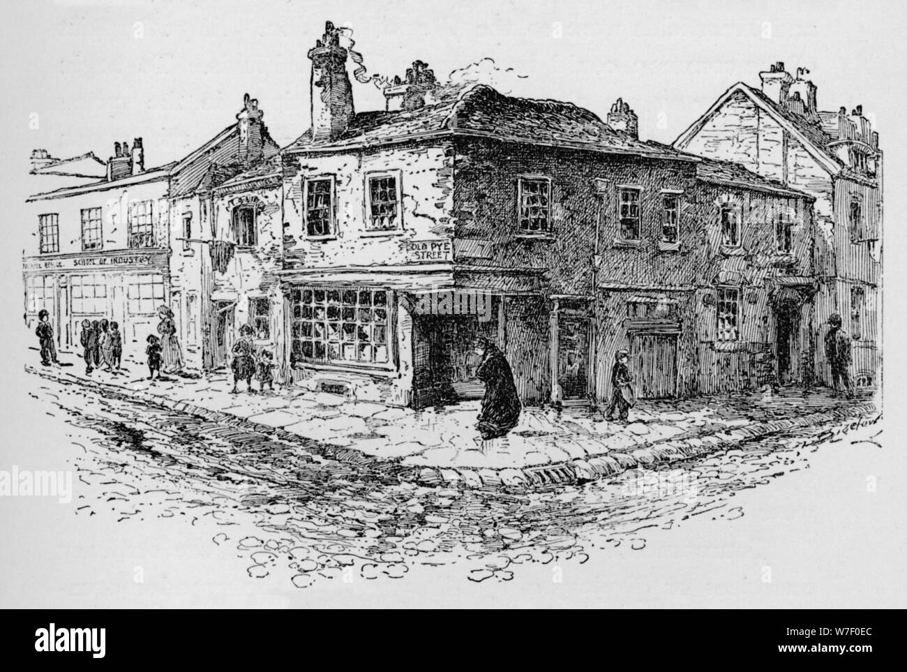 "Old Pye Street et The Ragged School', c1897. Artiste : William Patten. Banque D'Images