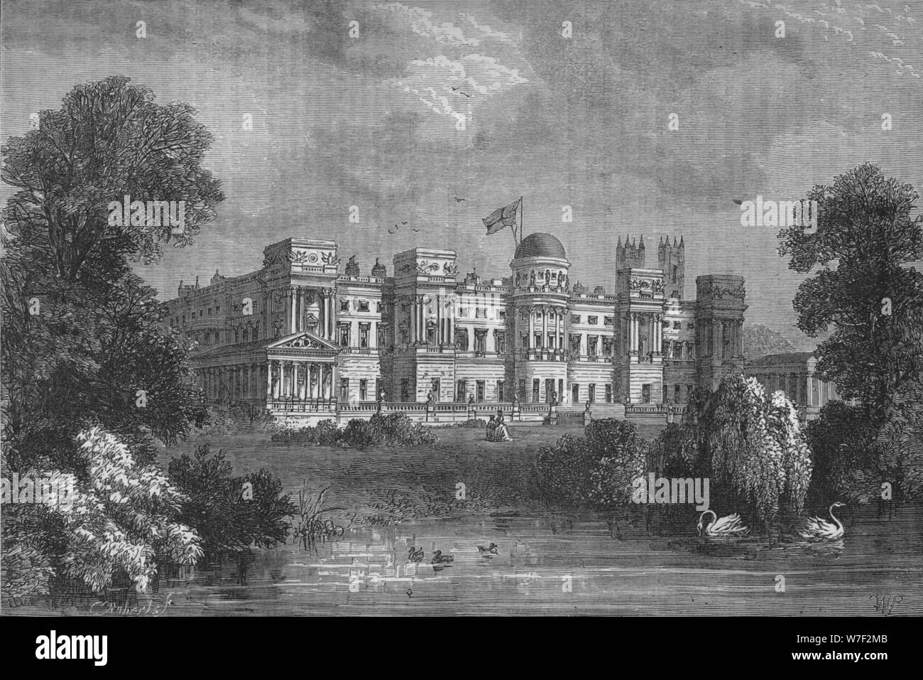 Jardin avant de Buckingham Palace, Westminster, London, c1875 (1878). Artiste : Inconnu. Banque D'Images