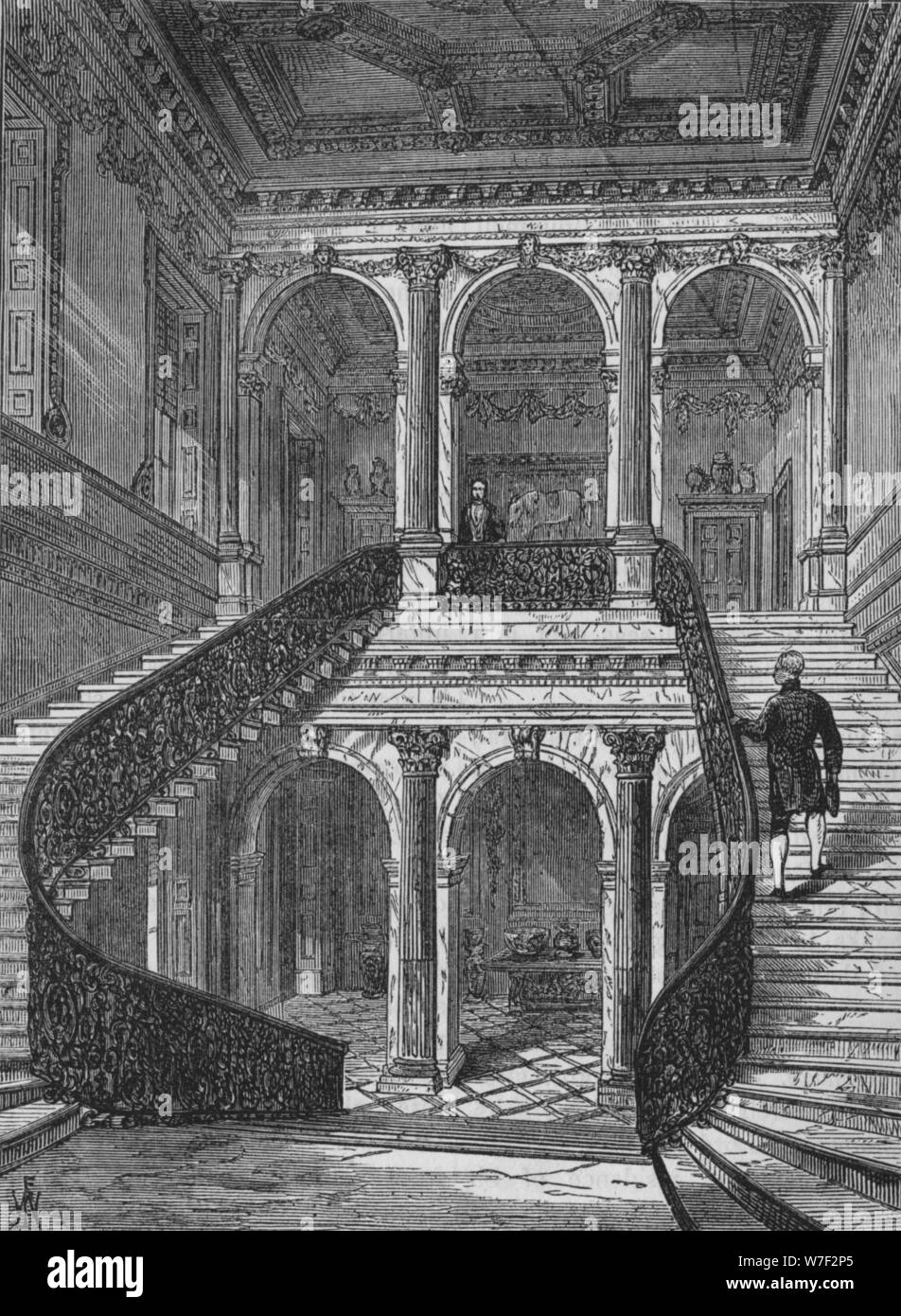 Le grand escalier, Chesterfield House, Mayfair, London, Westminster, c1875 (1878). Artiste : Inconnu. Banque D'Images