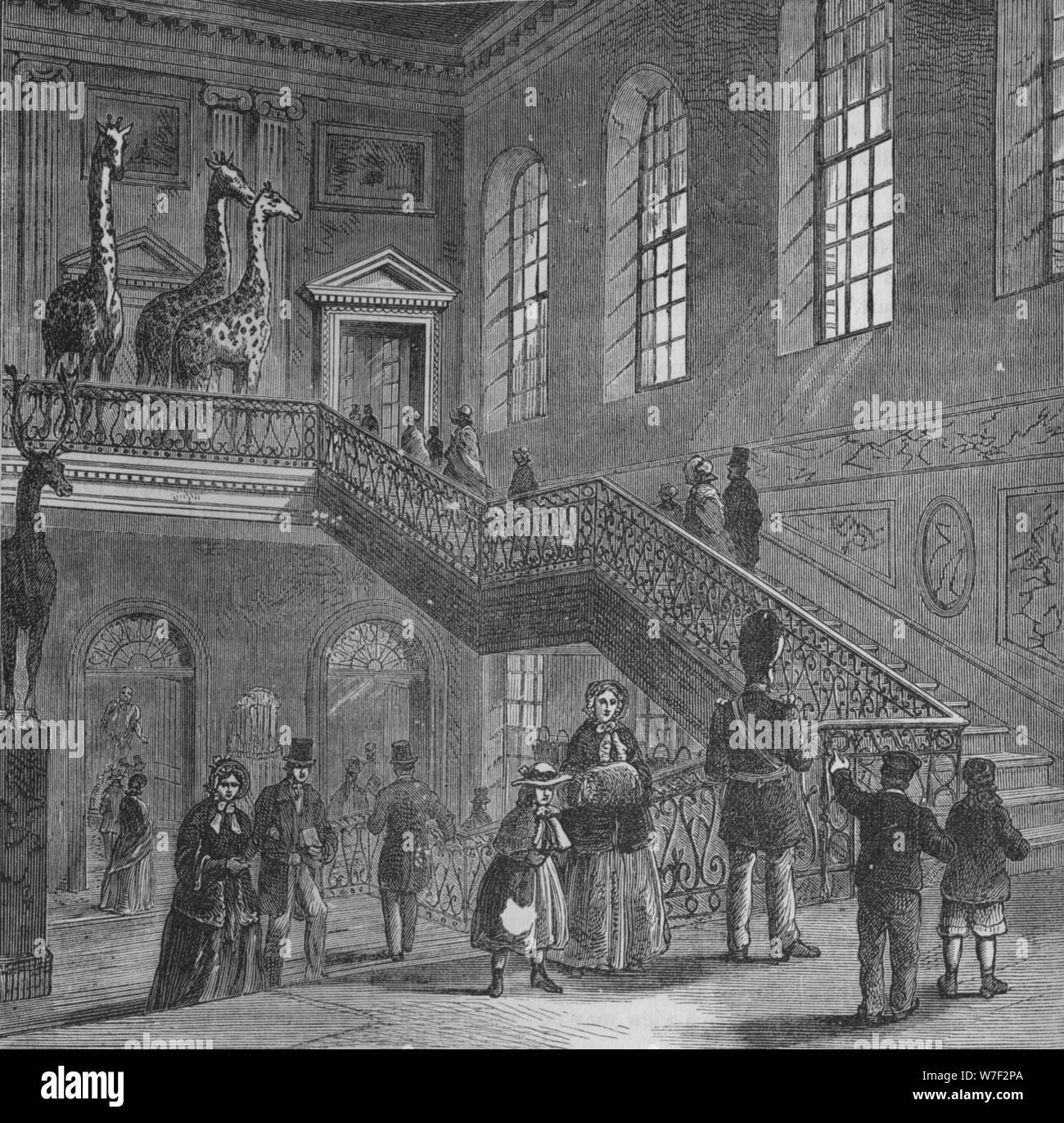 Grand escalier de Montagu House, Bloomsbury, London, c1830 (1878). Artiste : Inconnu. Banque D'Images