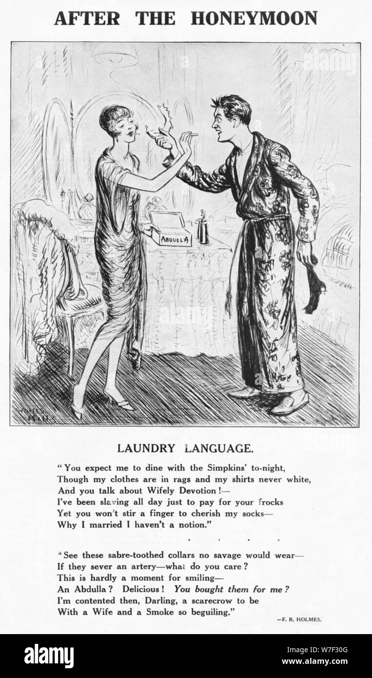 'Après la lune de miel - Blanchisserie Assurance', 1927. Artiste : Inconnu. Banque D'Images