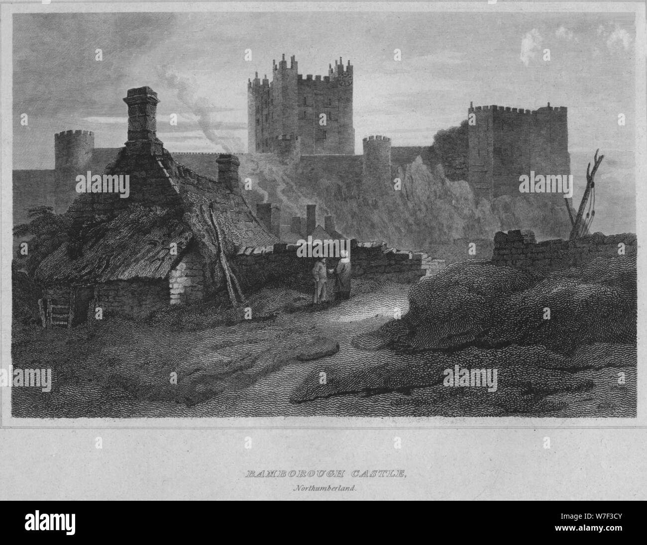 'Bamborough Castle, Northumberland', 1814. Artiste : John Greig. Banque D'Images