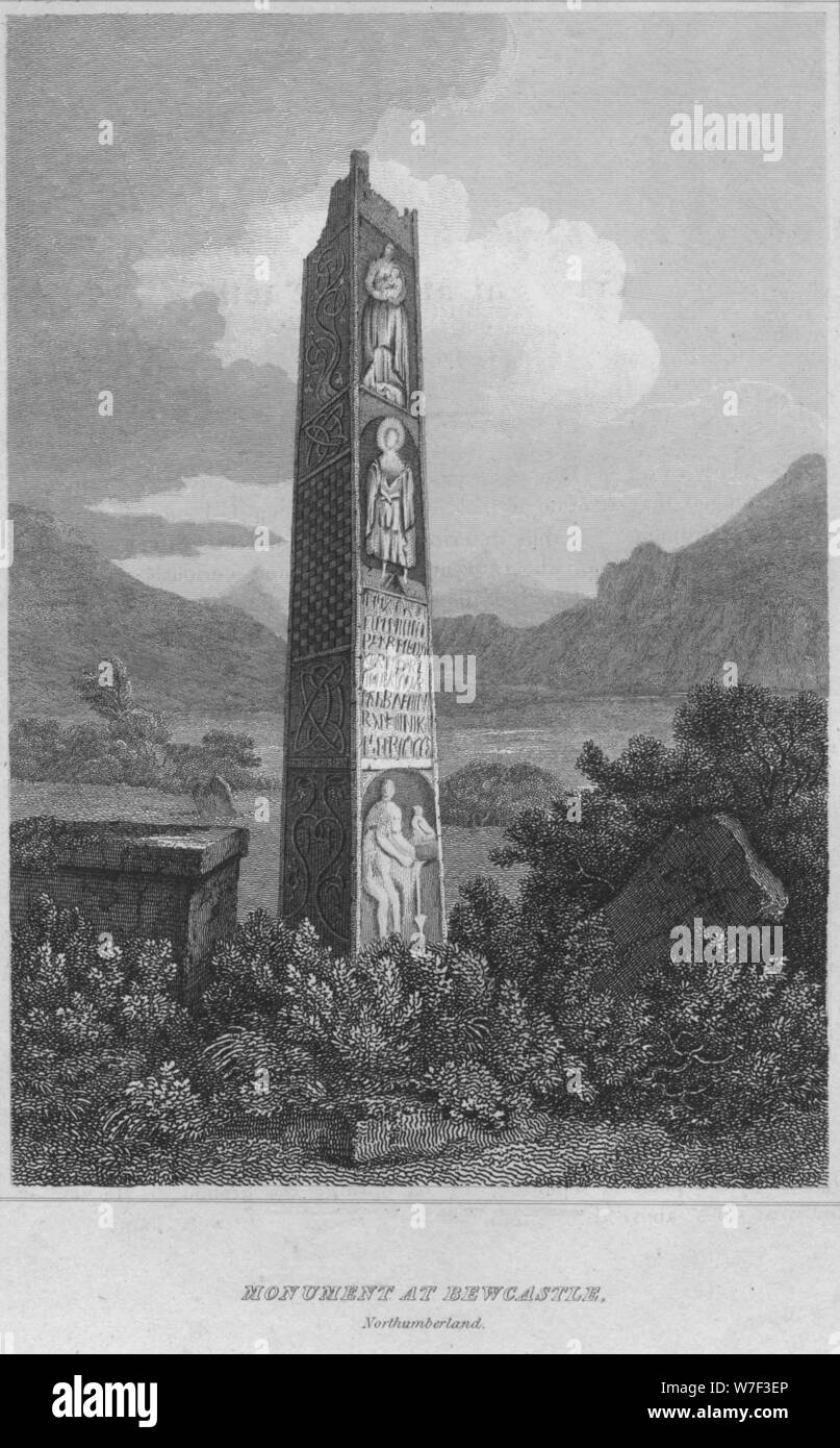 "Monument à Bewcastle. La Northumberland, 1814. Artiste : John Greig. Banque D'Images