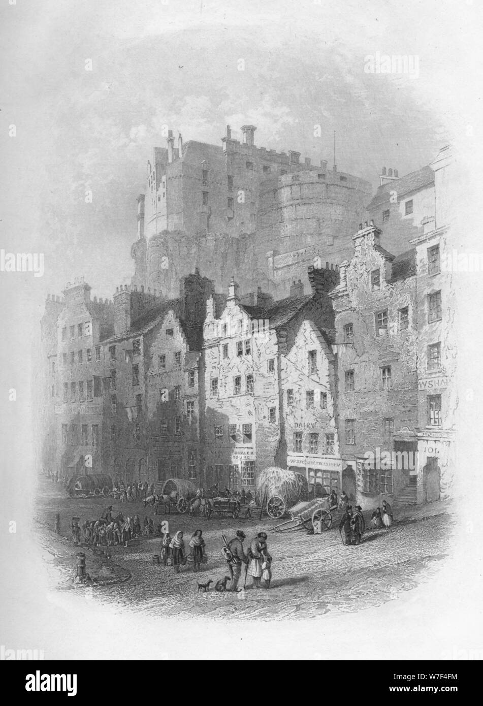 "Le marché de l'herbe, Édimbourg, 1859'. Artiste : Charles Cousen. Banque D'Images