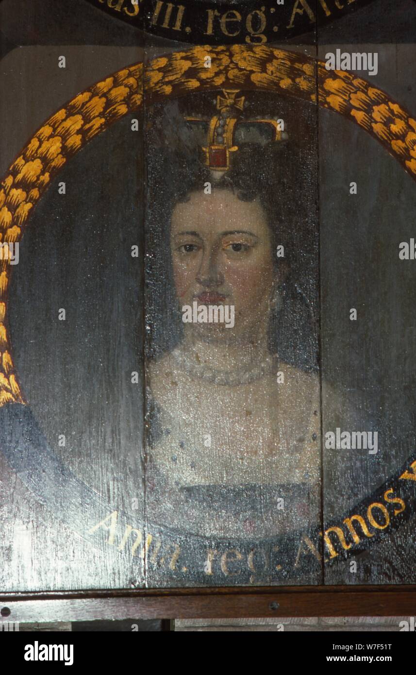 Queen Anne (1665-1714) à la Cathédrale de Chichester, Sussex, 20e siècle. Artiste : CM Dixon. Banque D'Images