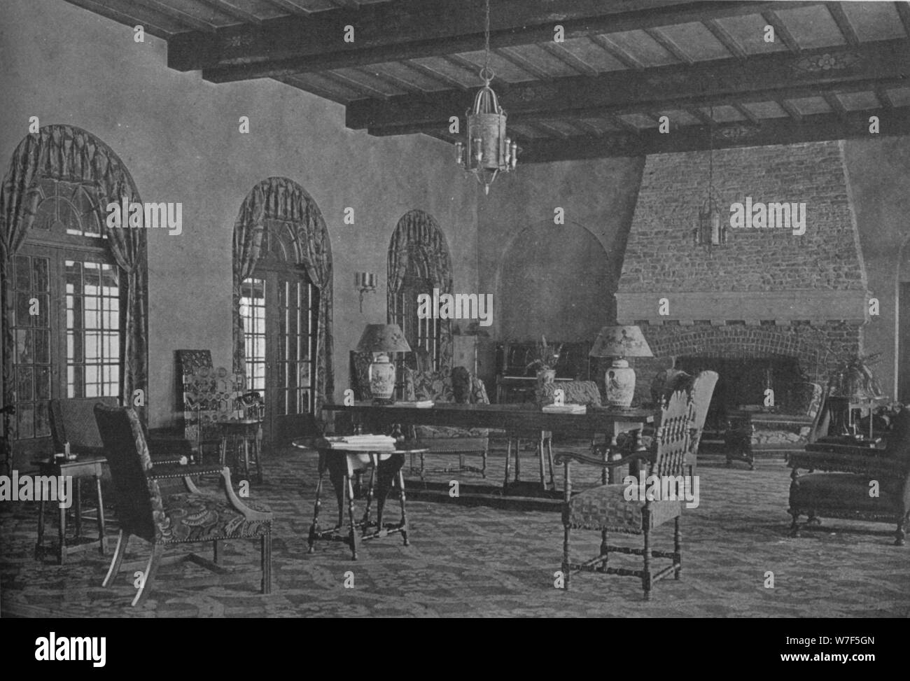 Salle de séjour ou le salon, North Jersey Country Club, Paterson, New Jersey, 1925. Artiste : Inconnu. Banque D'Images