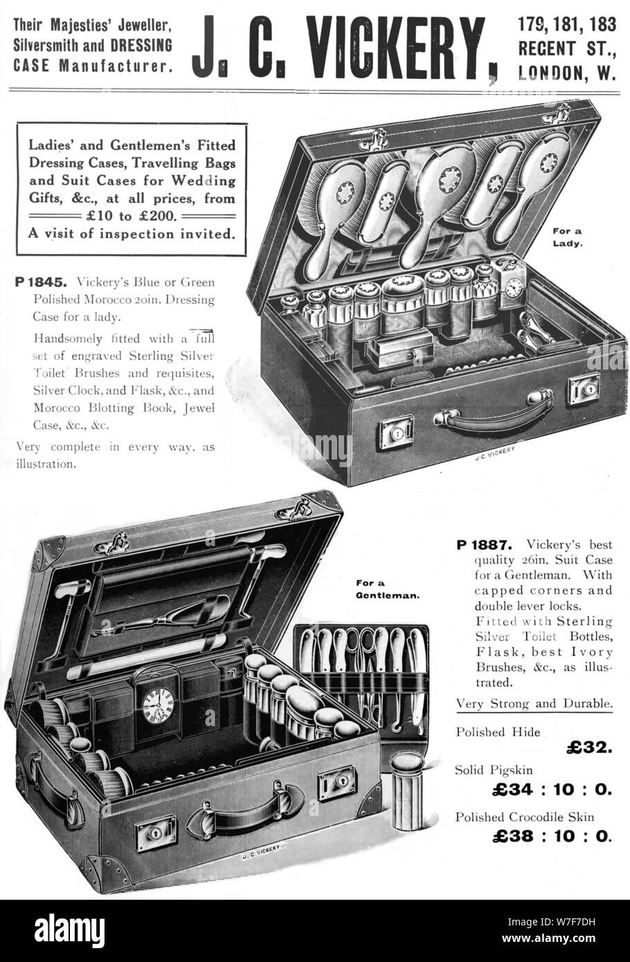 "Leurs Majestés' Bijoutier, orfèvre et dressing Fabricant de cas. - J. C. Vickery', 1909. Artiste : Inconnu. Banque D'Images