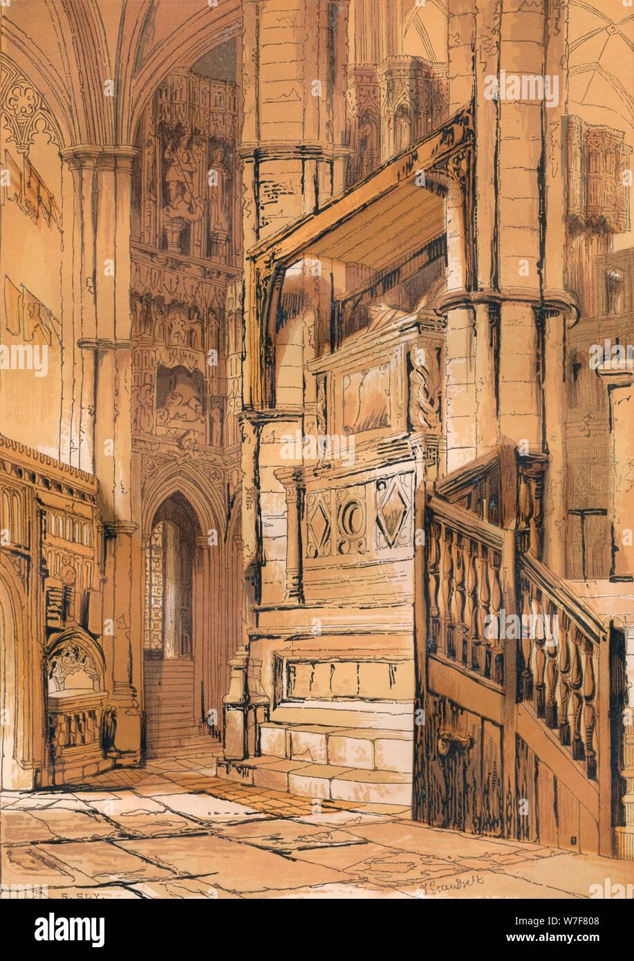 'Entrée de la chapelle d'Édouard le Confesseur', c1840, (1864). Artiste : Inconnu. Banque D'Images