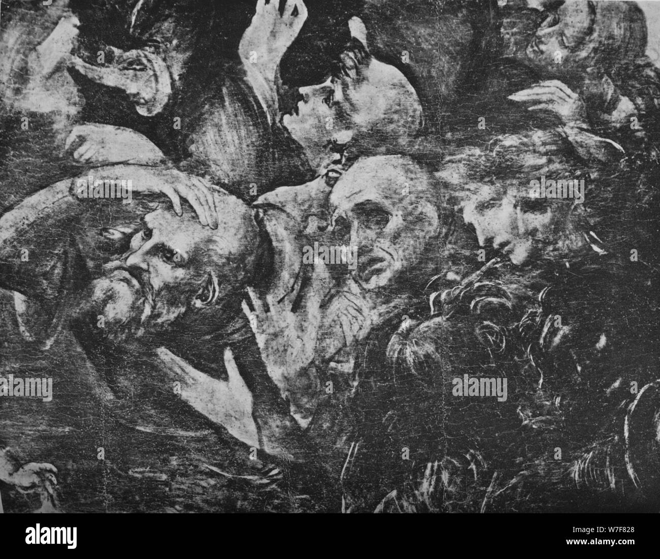 'Adoration des Mages - chefs du groupe derrière le roi agenouillé sur le droit', c1481 (1945). Artiste : Leonardo da Vinci. Banque D'Images