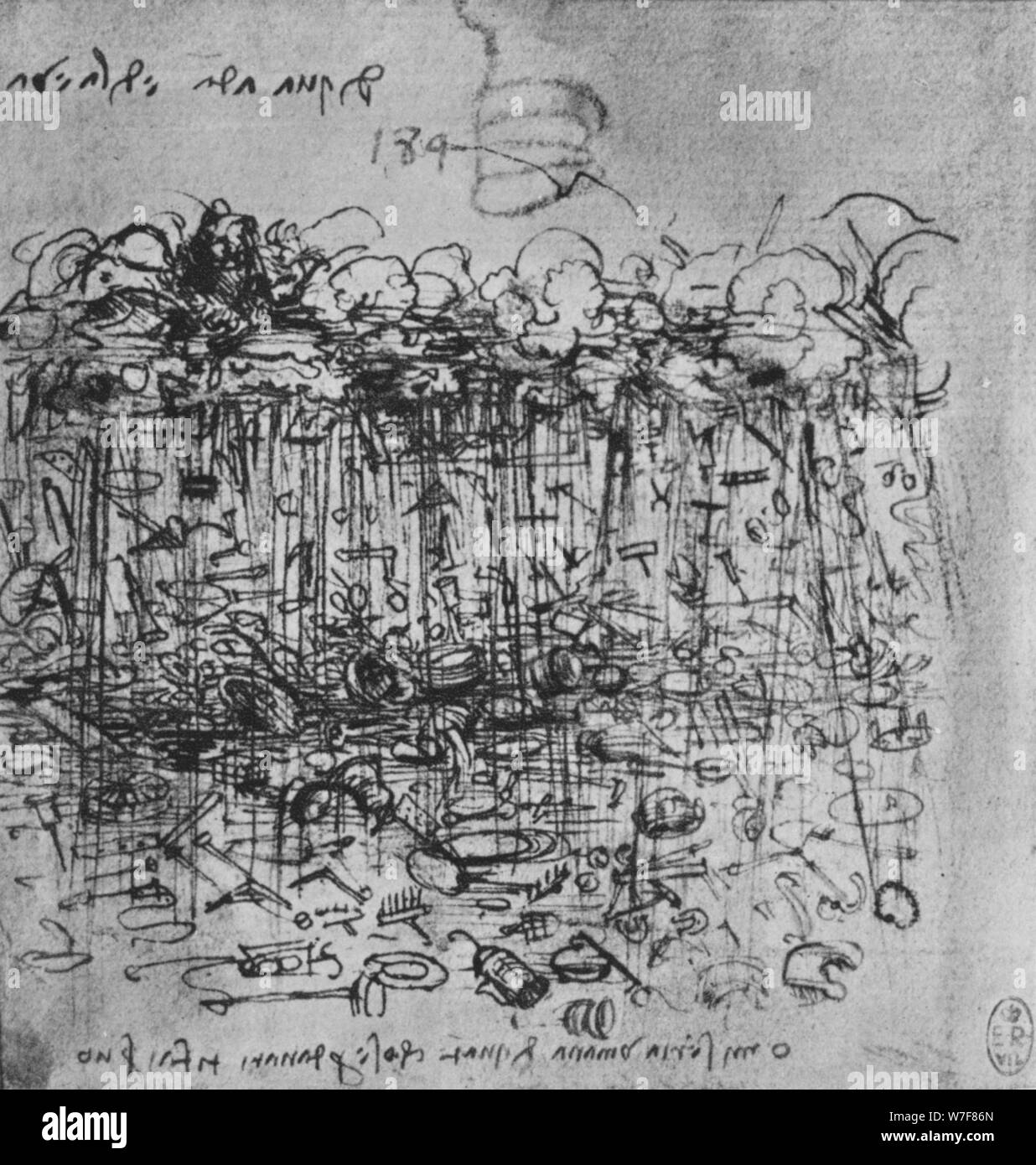'Met en Œuvre fait pleuvoir la terre des nuages', c1480 (1945). Artiste : Leonardo da Vinci. Banque D'Images