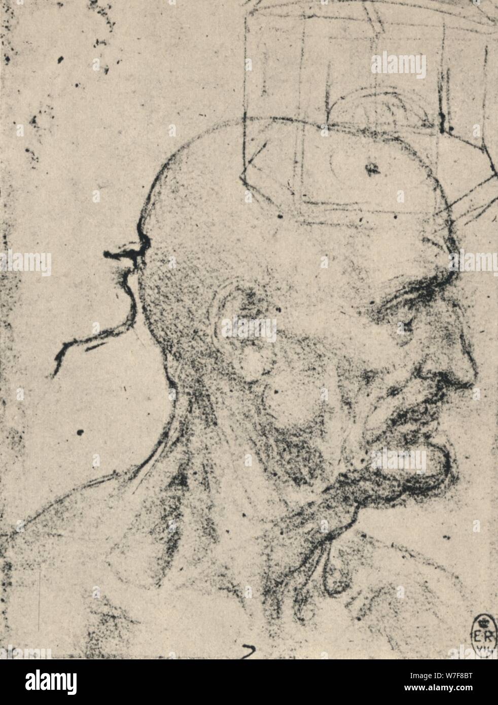 'À Profil Droit d'un homme chauve, c1480 (1945). Artiste : Leonardo da Vinci. Banque D'Images